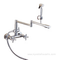 Kitchen faucet with shattaf sprayer commercial wall mount folding